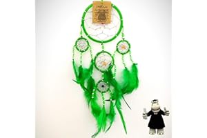 DREAMCATCHERWORLD.CO.UK Smart Hippo Green Dream Catcher with silver beads and coloured jewels