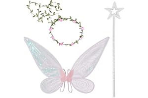 DAZZTIME Fairy Wings, Fairy Angel Princess Set, Fairy Wings Adults, Fairy Wings Children, Girls Fairy Wings, Glittering Angel Wings, Fairy Wings, Fairy Wings, for Carnival, Fancy Dress, Theme Party, Halloween