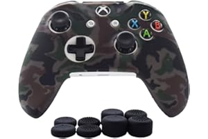Xbox One X Controller Grips,Cover Skin for Xbox One/Xbox One S Controller Hikfly Silicone Protector Case Faceplates Kits (1 x Cover with 8 x Thumb Grips Caps)(Grey)