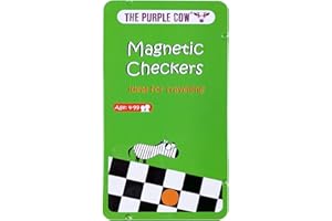 (Checkers) - The Purple Cow Magnetic Travel Checkers Game - Board Games for Kids and Adults. Great for Travel.