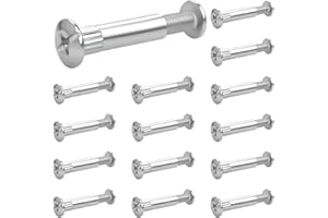 PYROCLASIA 30 Pièces Vis Assemblage Meuble M6 Acier Nickelé (15 x Vis d'Assemblage, 15 x Vis pour Meuble) Épaisseur du Bois 32-42mm Vis de Raccordement Connecteur pour Bois Meubles Armoires Placards