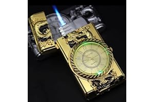 VapourOn Windproof Jet Lighter With Light &Quartz Clock Refillable Lighter Gift Flame (Silver)