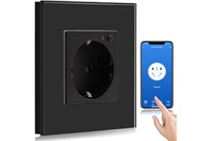 BSEED Enchufe Pared WiFi,Schuko Enchufe inteligente Compatible con Alexa y Google Home,Control de APP y Función de Temporizador,protección de contacto,16A Negro