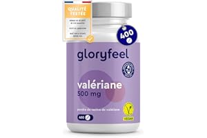 GLORYFEEL Valériane Hautement Dosée (500 mg par Dose Journalière), 400 Comprimés pour Plus d'un An, Extrait de Racine Pure, Plante, Complément Alimentaire, 100% Végétalien, Sans Additifs