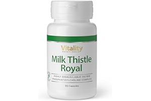 VITALITY NUTRITIONALS VitaminExpress Lot de 60 gélules de chardon-Marie Hautement dosé Milk Thistle Royal 160 mg Haute Biodisponibilité Extrait breveté avec Silybine 59,2 mg 60 gélules Vegan
