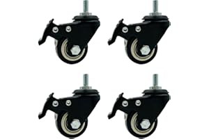 LIKERAINY Ruedas Giratorias Ruedas Giratoria de PE con Freno IC4811A Giro de 360 Rueda con Rosca de Montaje para Muebles Gabinete Armarios Diámetro Ø 40mm Paquete de 4