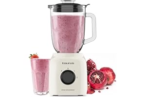 SOLAC Taurus - Batidora de Vaso Optima Vintage MAX, 1500W, 21.500 rpm, Jarra Cristal 1.8L, Cuchillas Acero Inoxidable, Función Pica Hielo, 2 Velocidades y Turbo, Seguro, Diseño Vintage