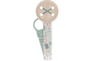 Suavinex, Chupetero de Tela para Bebé, Cinta con Diseño a Doble Cara, Cadena Chupete Bebé, Sujeta Chupete Clip con Pinza. Para Bebés +0 Meses, Apto Recién Nacido, Walk Verde