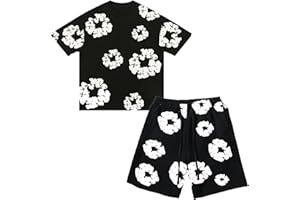GENERISCH DT - Conjunto de camiseta y pantalones cortos para niño de dos piezas, traje de verano Streatwear DT Chándales de chándal de 2 piezas Y2k Flores Tracksuit Traje Deportivo Baggy Streatwear Hip Hop