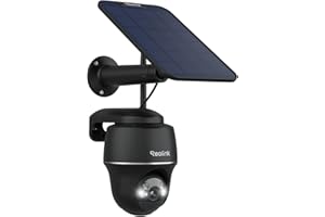 Reolink 5MP Solar Überwachungskamera Akku, 355°/140° Schwenkbar WLAN Kamera Outdoor Kabellos 2, 4/5GHz WiFi, Farbnachtsicht, Personen/Auto/Tiererkennung, Standalone, Argus PT(Schwarz)+Solarpanel