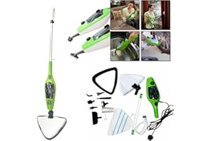 BRIEFNESS 10-in-1 Dampfreiniger Dampfbesen Steam Mop für Hartböden, Teppiche, Laminat - 4 Dampfstufen, 350ml Wassertank, 11 Zubehör, 3.5m Kabellänger, 99,9% Bakterienbeseitigung