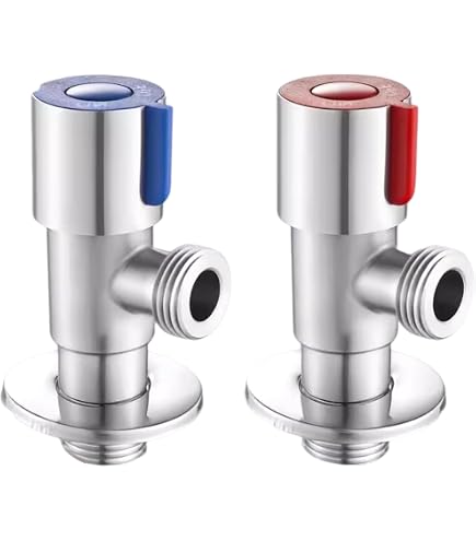 Llave De Paso 1/2-3/8 - Pack De 2, Cromo, Ideal Para Cocinas Y Baños