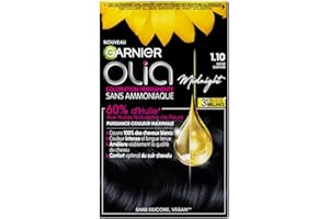 Garnier Coloration Permanente - Sans Ammoniaque - Aux Huiles Naturelles de Fleurs - Noir Saphir (1.10) - Olia