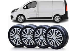 SOLIP 16" wheel trims, Hubcaps, Set of 4 for Vauxhall Vivaro, Citroen Dispatch from 2016, Peugeot Expert from 2016, covers Silver/Black (does not fit Movano,Boxer,Relay,Carfter,Sprinter)