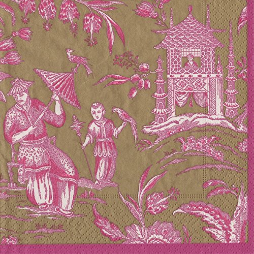 détail Caspari Serviette de table Bronze Silk Road Toile Multicolore