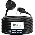 Hoteon Extension Cord, Extension Cable with 10 Meter Heavy Duty Long Wire Cord, Single Outlet Socket 2500W 10A Expandable Electric Extension, UK Plug Power Extension