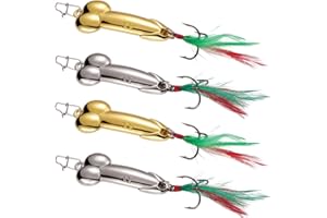 Blueshyhall Lot de 4 Leurres de Pêche en Métal Or et Argent, Leurres de Pêche Kit, Cuillère Peche en Mer et Eau Douce, Leurres de Traîne, Cuillère Spinner, Hameçons pour Pêche, Appât Artificiel