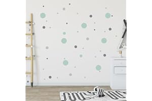 ‎HOMERY Wandtattoo Kinderzimmer Kreise Set 120 Stück für Babyzimmer Deko, Wandsticker Kinderzimmer Punkte - Aufkleber zur Kinderzimmer Deko in verschiedenen Farben (Mint)