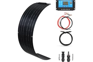 XINPUGUANG 50W 12v Flexible Solar Panel Kit Black PET Monocrystalline Solar Cell for Boat, Car, Yacht, Caravan, Outdoor Power Charging (50)