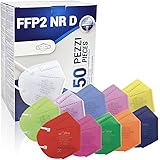 Rotoform 50 Pezzi Mascherine ffp2 colorate, MADE IN ITALY Mascherine FFP2 Certificate CE 0465 A 5 Strati, Mascherina Produzio