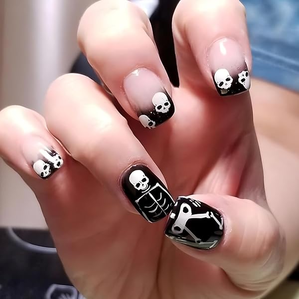 Halloween Fake Nails Mit Spinnennetz-Design – 24-teilig Mit Kristall-Details – Wiederverwendbare Nagelkunst