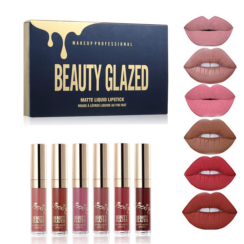 Beauty Glazed 6 Couleur Set Rouge à Lèvres Liquide Mat Longue Tenue Waterproof Liquid Lipstick Matte