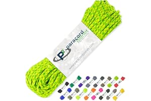 PARACORD PLANET 100' Hanks Parachute 550 Cord Type III 7 Strand Paracord Top 40 Colores más Populares (Dayglow)