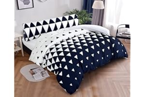 BESCH Juego de Funda Nordica para Cama 150cm 100% Microfibra de Poliester Suave 3 Piezas - Juego de Funda Edredónes 220x240cm y con 1 Funda de Almohada 45x160cm (Trangulo)