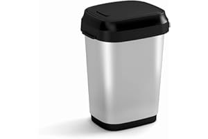 Kis Dual Swing Bin Style S Pattumiera Decorata Basculante Per Sacchetto Da 10 Lt, Doppia Opzione Di Apertura - 19X25X32H Steel