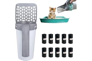 Cococheers Cat Litter Scooper with Stand,Cat Litter Scooper With 215 Garbage Collection Bags,Large Capacity Portable Litter Scoop,Litter Scoop Holder for Traveling Bedrooms and Living Rooms