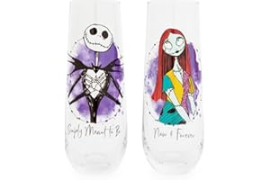 SILVER BUFFALO Nightmare Before Christmas The Jack and Sally Stemless Fluted Glasses | Set of 2