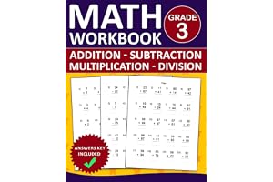 Math Workbook For Grade 3 Addition,Subtraction,Multiplication,Division Exercises With Answers Key: Math Practice Workbook Wit