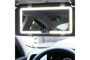AUFQUWK Car Sun Visor Cosmetic, 3 Light Modes Car Vanity with Elastic Band, Dimmable Touch Control Rechargeable Car Makeup, Car Accessories for Women, Travel Car Light Up