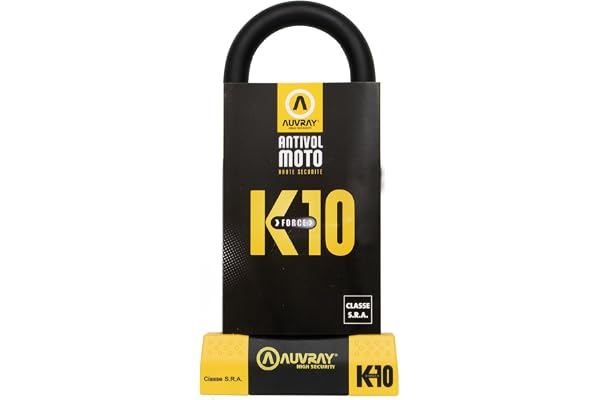 AUVRAY Antivol en U Moto UK10 Homologué SRA – Anse Acier Trempé 18 mm – Double Verrouillage Sécurisé – 2 Clés – Cadenas Moto Haute Sécurité (Jaune, 85x250)
