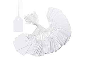 TAKFREE Price Tags, 500PCS Hang Strung Labels Tags with String 13 x 23mm Small Gift Price White Strung Tag for Display Jewelry Clothes Clothing Rings Prices