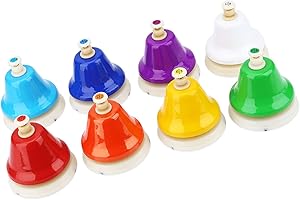 TYENAZA Handglocke, buntes Handglocken-Set mit 8 Noten, musikalisches Lern-Percussion-Instrument-Spielzeug, geeignet für Kinder, Geschenke, Musikunterricht, Anleitung, Spielen