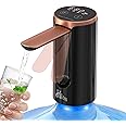 Hoteon Automatic Water Dispenser Pump, 3 Quantitative Settings Drinking Water Pump with LED Display, Foldable USB Rechargeable Electric Mini Water Pump for 20 Litre Bottle Can for Home(Orange)