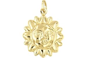 FORME DI LUCCHETTA Lucchetta - Colgante Sol con Sonrisa de Oro Amarillo de 14 quilates, diámetro 16 mm, charms y colgantes mujer