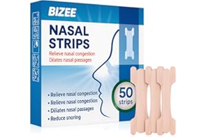 BIZEE Nasal Strips 50 Pcs Nose Strips for Snoring Relief, Anti-Snoring Devices for Men and Women, Drug-Free Nose Strips to Relieve Congestion from Colds or Allergies,Snore Strips for Sports and Sleep