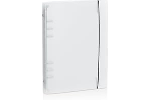 OVISEEN A5 6 Ring Binder Cover with Snap Button Closure Loose Leaf Folders Notebook Shell Protector for 6 Hole Planner Pages Refill Insert (Translucent Plastic)