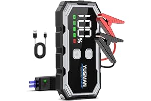 YUSMAN 5000A Starthilfe Powerbank für PKW (7L Benzin & 5L Diesel) mit LED-Taschenlampe, Display und USB-Anschluss