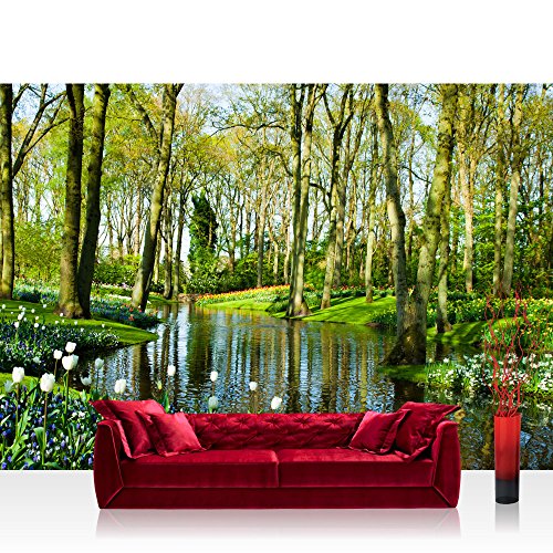 Vlies Fototapete 350x245 cm - Top ! PREMIUM PLUS Foto Tapete ! Wandbilder XXL Wandbild Bild Fototapeten Tapeten Wandtapete Wanddeko Wand Wald Bäume Natur - no. 256