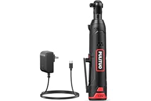 PULITUO 12V 3/8" Llave de trinquete inalámbrica,40Ft-lbs llave de trinquete eléctrica Set con 2.0Ah bateríe de iones de litio & cargador,300RPM disparador de velocidad variable, 50N.m