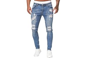 MODAWORLD Jeans da Uomo Elasticizzati Pantaloni Strappati Denim Moda Casual Skinny Leggeri Uomini di Modo Denim Pantaloni Jeans Strappati Jeans Slim Fit Lunghi Denim di Lavoro Pantaloni