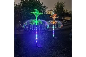 YZYOE 2 Packs of LED Solar Double-Layer Jellyfish Butterfly Lights, Seven Color Gradient Outdoor Courtyard Decoration, Wireless Dusk to Dawn Waterproof Garden Road Landscape