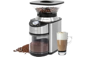 PROFI COOK ProfiCook PC-EKM 1205 - Macinacaffè elettrico con macinacaffè regolabile (da grossolana a extra fine), per filtri o colino, caffè turco, moka, coperchio protettivo per aromi, in acciaio INOX