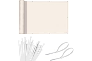 Sunnylaxx Balcony Privacy Screen 65x300 cm Fence Screen for Balcony and Patio, Balcony Cover, PES(170g/㎡) Water-Repellent Wind Protection, with Rope and Aluminium Eyelets customisation Cream