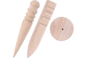 REOVIN Lot de 3 outils de polissage pour bords en cuir, 3 en 1, pour le polissage et le polissage des bords du cuir, pour le bricolage, l'artisanat du cuir, les outils à main (rond + rond + plat)