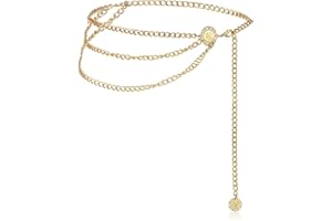 GEYOGA Taillenkette Gürtel Damen Mehrschichtig Bauchkette Gürtel Verstellbare Kettengürtel Körperkette Schmuck