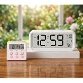 MR LED Ekranlı Dijital Masa Saati & 2 Alarm Kademeli Kronometre Seti &ndash; Alarm, Tarih, Sıcaklık G&ouml;stergeli Modern Masa Saat Set